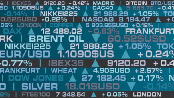 Börsenindex Und Reale Zinssätze Mit Blauem Farbton Animation — Stockvideo