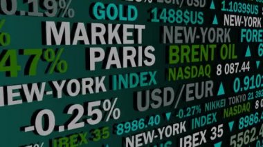 Borsa endeksi ve yeşil tonlu gerçek fiyatlar - animasyon