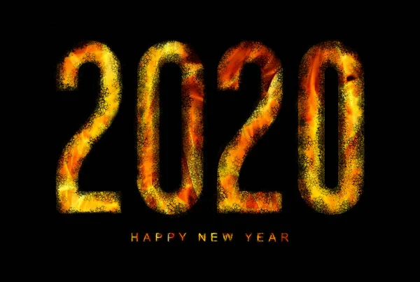 Illustration Happy New Year 2020 Text Fire Hell Catastrophic Apocalyptic — ストック写真