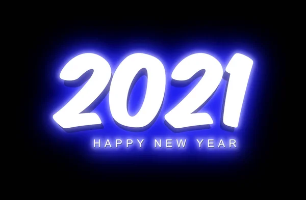 Ilustração Feliz Ano Novo 2021 Texto Branco Fundo Preto Com — Fotografia de Stock