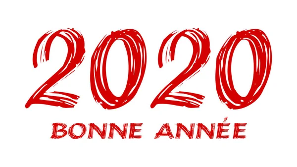 令人毛骨悚然的图解 2020年快乐的新年 白色背景上的红色文字 — 图库照片