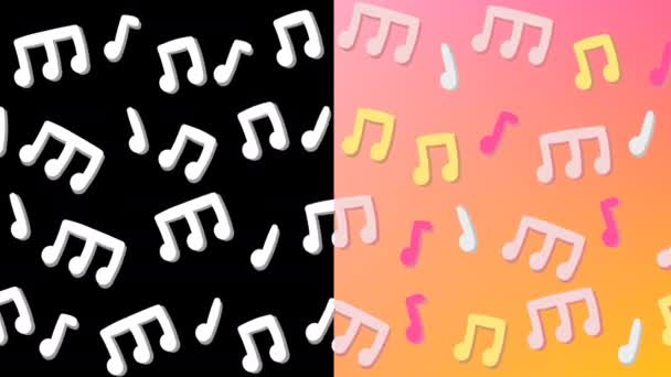 Musical Notes Shaking Musical Rhythm Sunny Background Animation — Stock Video