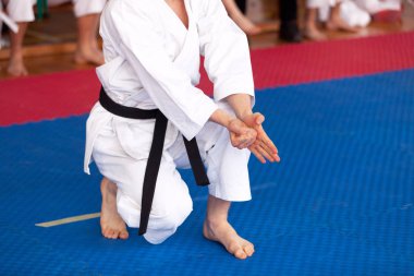 Karate eğitimi. Karate pozisyon.