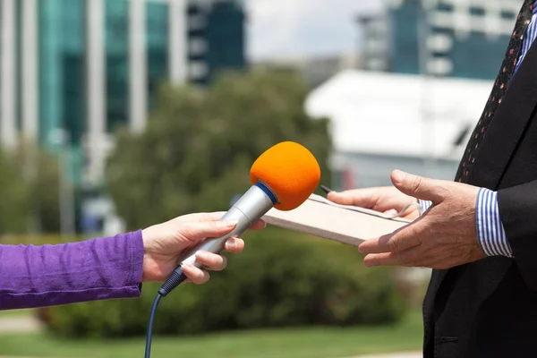 Media interview. Press interview — Stock Photo, Image