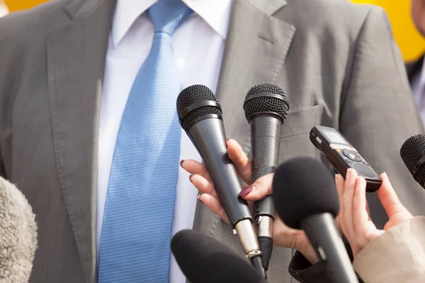 Press interview. News conference. — Stock Photo, Image