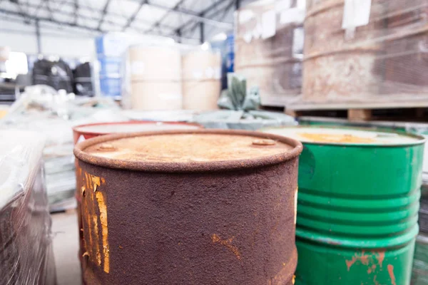 Rusty barrels with toxic chemical waste — Stock Photo, Image
