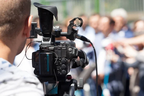 Conferência de imprensa. Entrevista na TV . — Fotografia de Stock