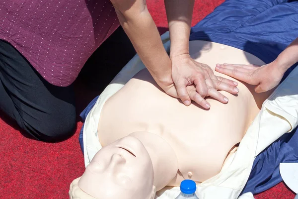 First aid CPR training detail — Stok fotoğraf