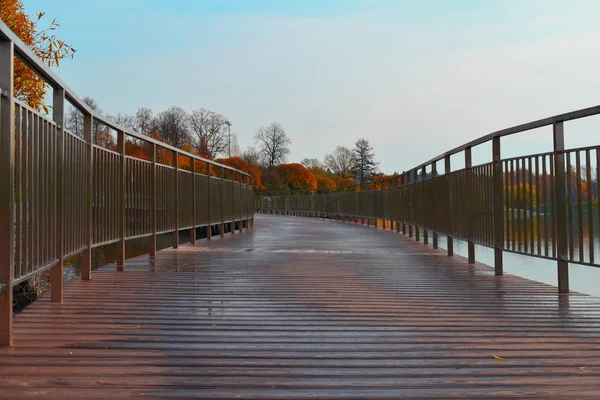 Beautiful promenade with railing for walking. The outgoing road perspective. — Stock Photo, Image