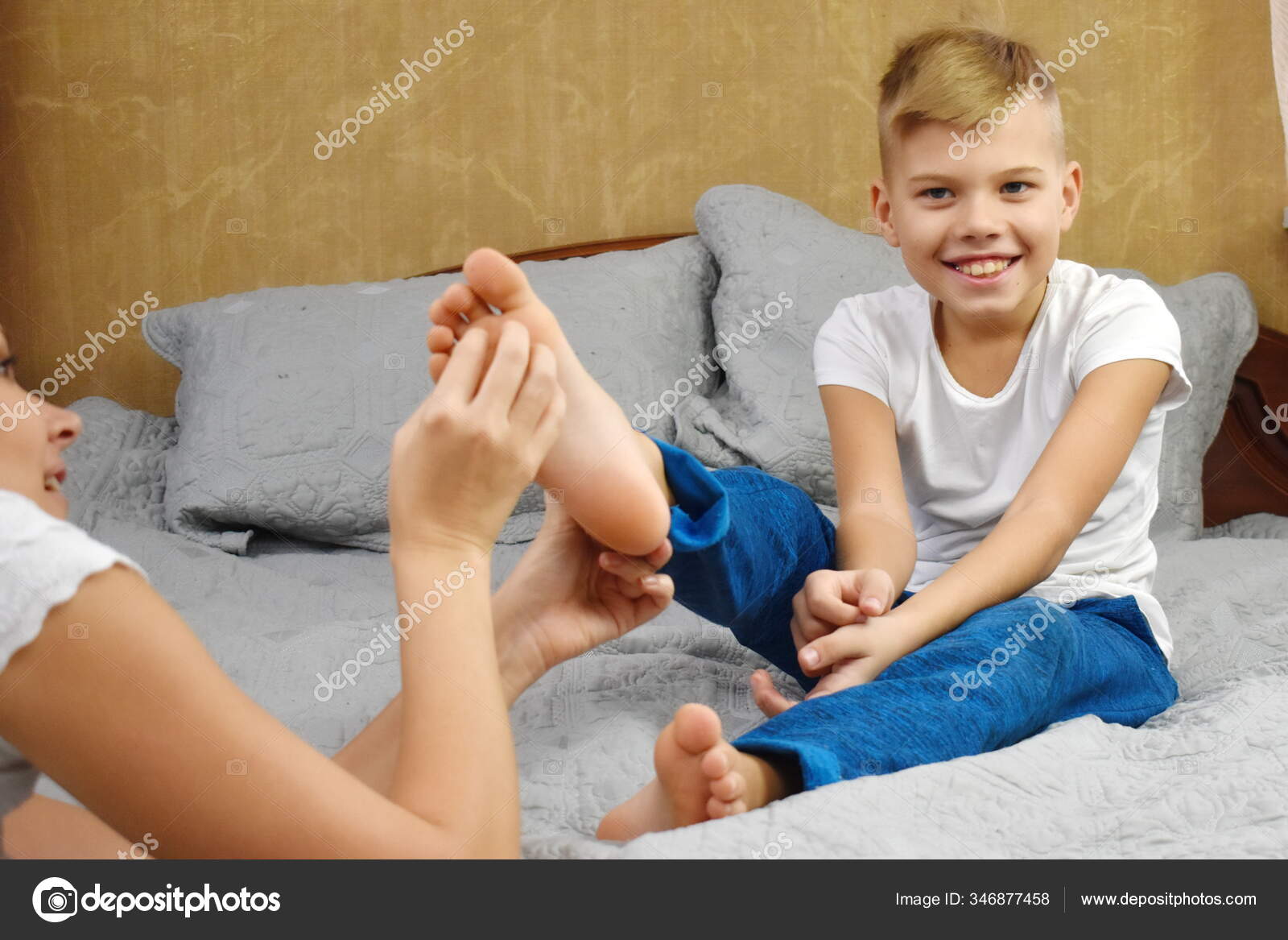 Tickle mom feet