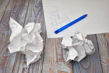  writers talent. Pen and crumpled paper.