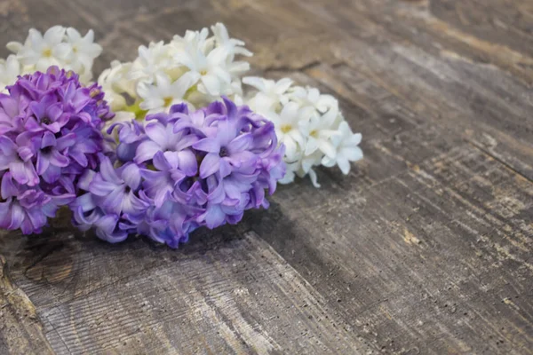 Flowers for Easter. Hyacinths on the table. Flowers in the interior