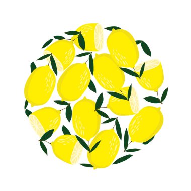 Limonlar daire şeklinde. Sarı yuvarlak limonlar