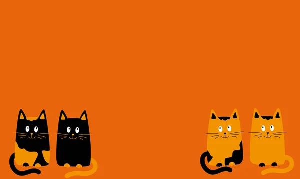 orange fun four cats . place for text