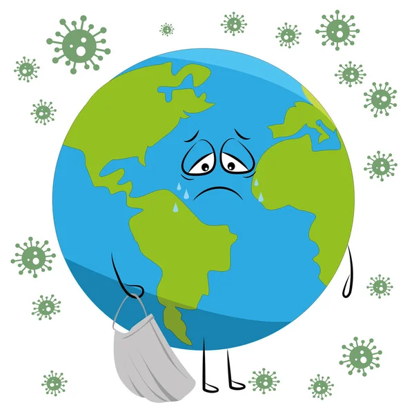 Zeměkoule trpí. Den Země. Globální virus. — Stock fotografie
