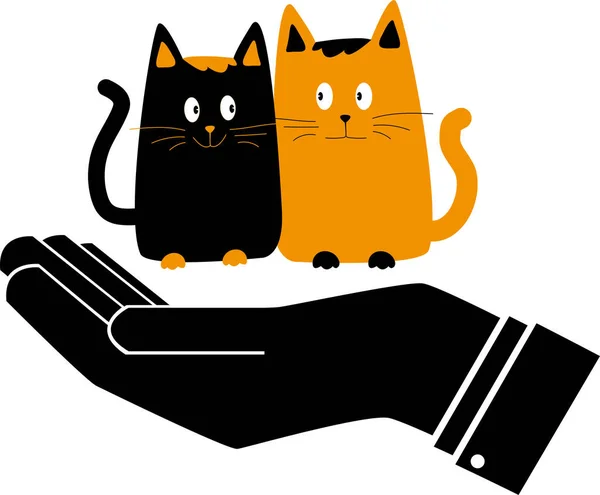 Wo gatti icona nera. Logo. Giorno di protezione di animali. Il problema dei gatti randagi — Foto Stock