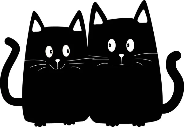 Dierenbordje. Kattenasiel. Leuke cartoon zwarte katten — Stockfoto