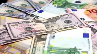 Yüzey arka plan dönen üzerinde American para dolar.