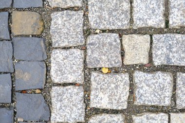 Eski Cobbled Pavement 'in dokusu. Granit Taş Sırtı