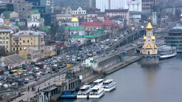 Kyiv Ucrania Enero 2020 Muchos Coches Viajan Atasco Tráfico Durante — Vídeos de Stock
