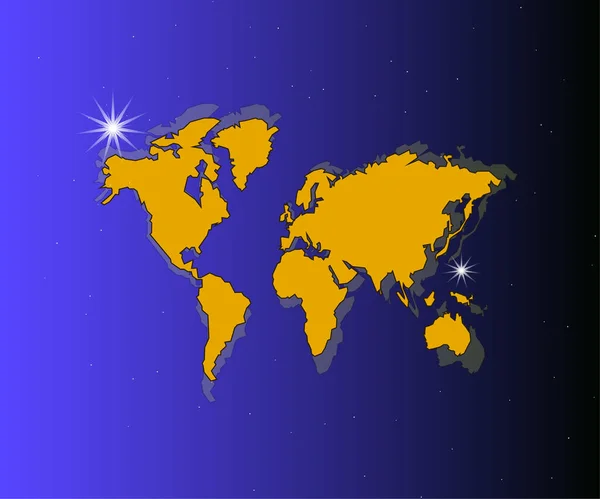 world map with stars ilustration