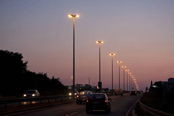 Autobahn in der Nacht — Stockfoto