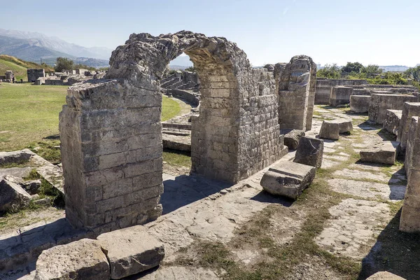 Resten Van Een Romeins Amfitheater Oude Romeinse Stad Salona Solin — Stockfoto