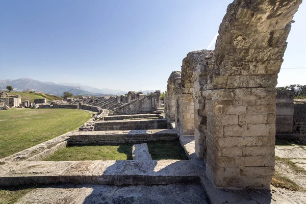 Überreste Eines Römischen Amphitheaters Der Antiken Römischen Stadt Salona Solin — Stockfoto