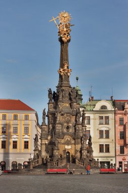 Olomouc, Çek Cumhuriyeti - Ekim 14,2016: Kutsal Trinity sütun eski şehir Olomouc.The magnum opus Avrupa Barok ana meydanında dahil yıl 1716-1754 inşa Unesco.Column.