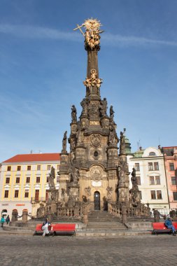 Olomouc, Çek Cumhuriyeti - Ekim 14,2016: Kutsal Trinity sütun eski şehir Olomouc.The magnum opus Avrupa Barok ana meydanında dahil yıl 1716-1754 inşa Unesco.Column.