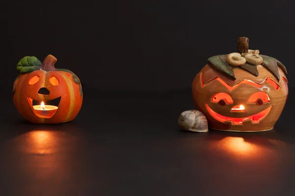 Pumpkin lantern for Halloween. Haunted greeting. — Stock Photo, Image