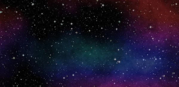 New panoramic looking into deep space. Dark night sky full of stars. The nebula in outer space — Stock Photo, Image