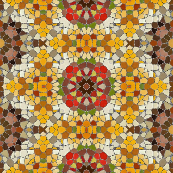 Gula sömlös plattor. Ny smidig konsistens av abstrakt tyg. Arabiska kakel konsistens med geometrisk ornament. Textur orientaliska mattor. Mosaik från glas skärvor. — Stockfoto