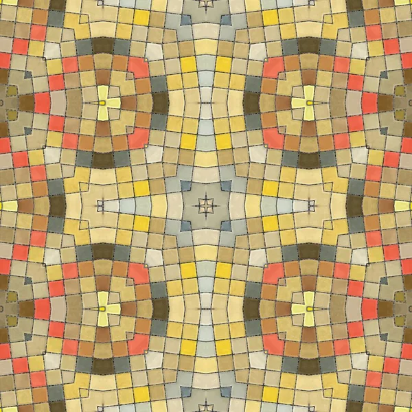 Yellow seamless tiles. Arabic tile texture with geometric ornaments. Oriental carpets. — Stock Photo, Image