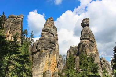 View of the sandstone Pillars. Teplice-Adrspach Rock Town. Rocky town in Adrspach - National Nature Reserve in the Czech Republic, Europe clipart