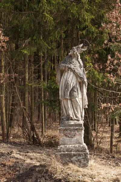 Barok beeld van de Heilige in het bos in de buurt van de stad van Trebic in de Tsjechische Republiek. — Stockfoto