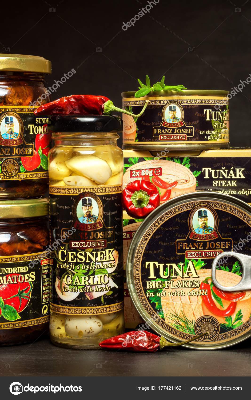 BRNO, CZECH REPUBLIC DECEMBER 16, 2017 Kaiser Franz Josef Exclusive Canned Tuna With Chilli