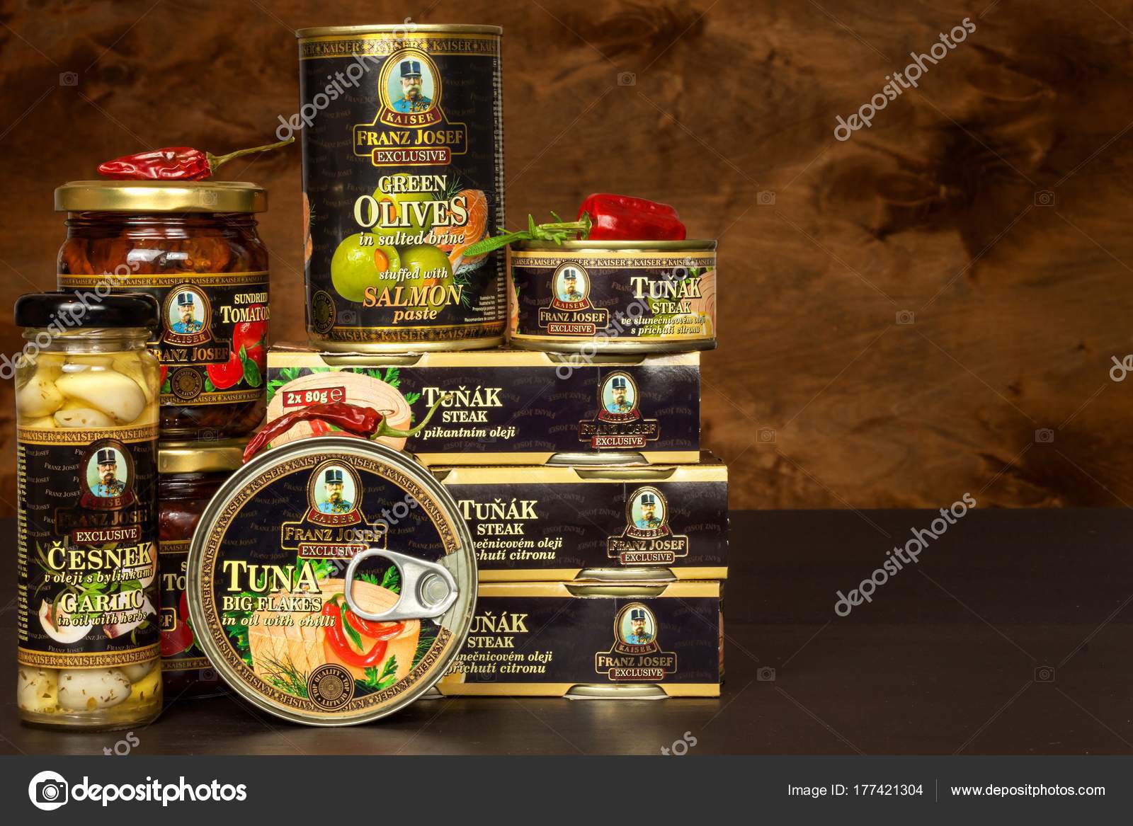 BRNO, CZECH REPUBLIC DECEMBER 16, 2017 Kaiser Franz Josef Exclusive Canned Tuna With Chilli