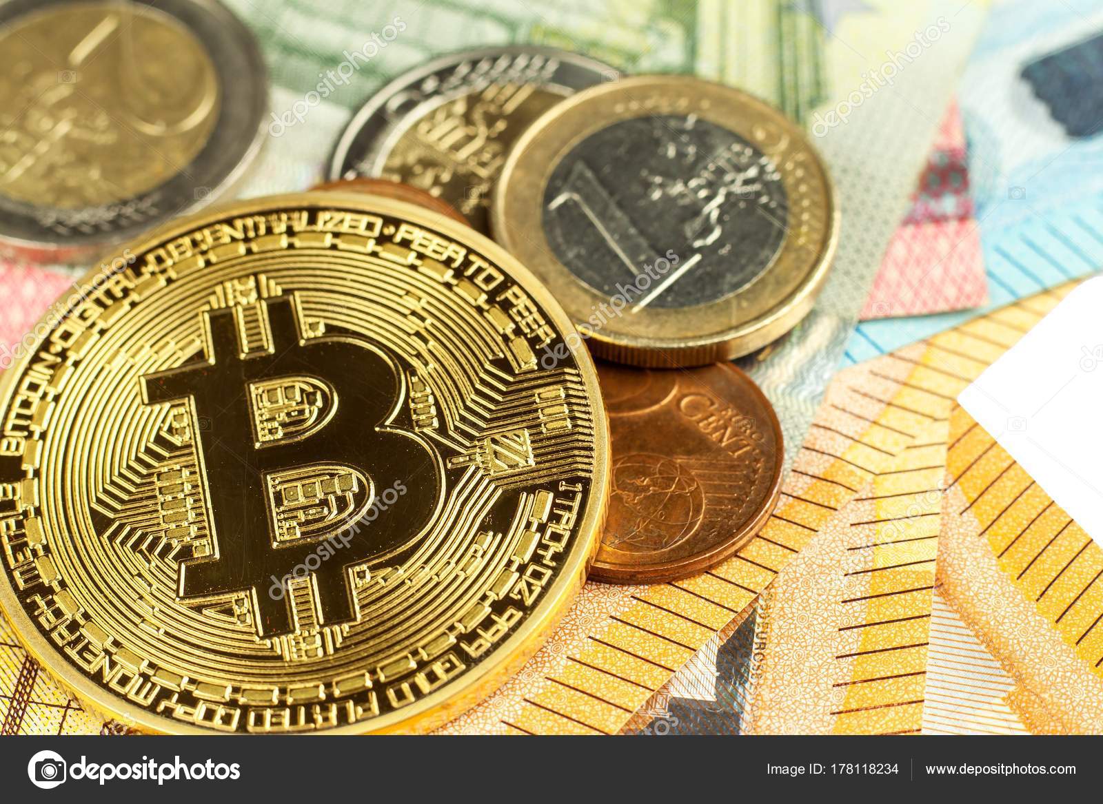 Gultigen Euro Banknoten Und Bitcoin Investition Mit Risiko - 
