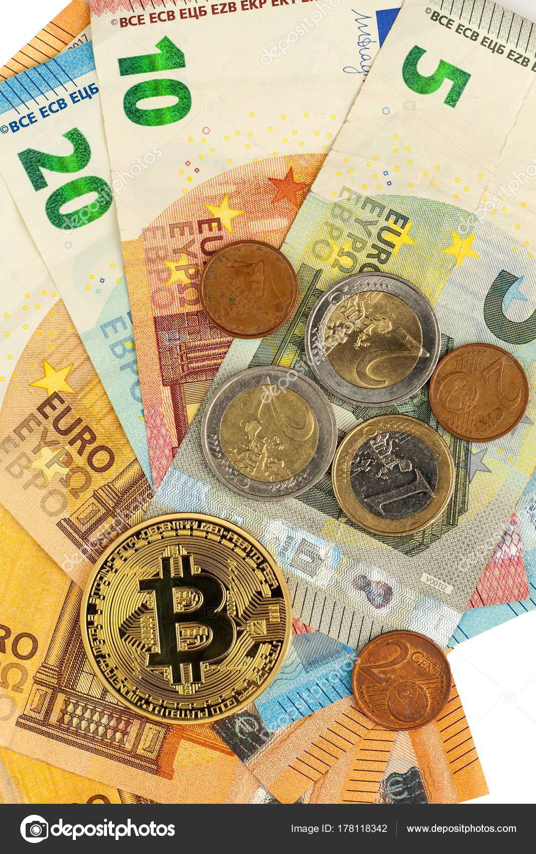 Gultigen Euro Banknoten Und Bitcoin Investition Mit Risiko - 
