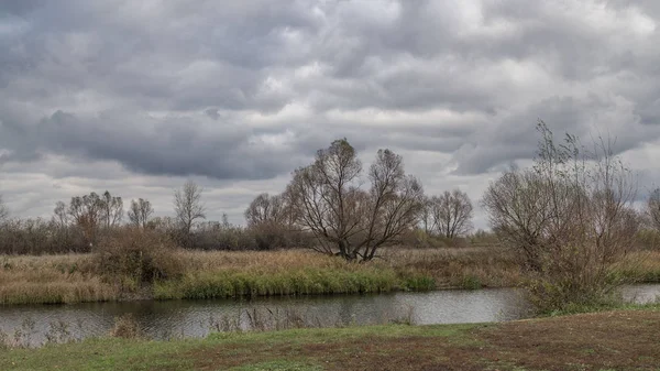 Lago de outono sombrio . — Fotografia de Stock