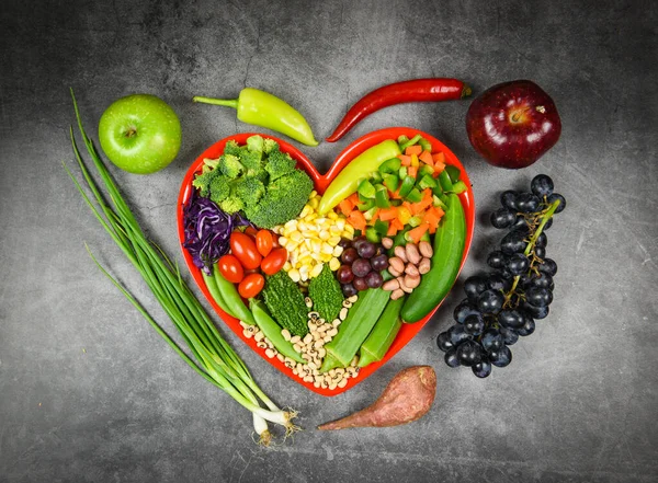 Gesunde Nahrungsmittelauswahl sauberes Essen für Herzleben Cholesterin d — Stockfoto