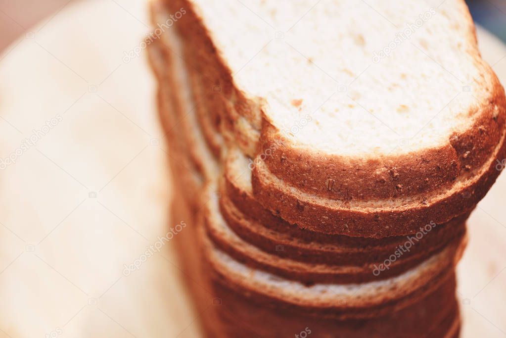 Whole wheat bread cut / Sliced bread close up 