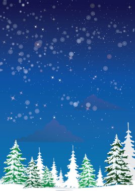 Çam ağacı orman manzarası dikey - Siluet Noel ağacı 