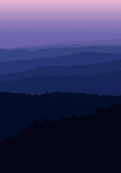Paisaje vector silueta de montaña vista en la colina sierra capa f —  Fotos de Stock