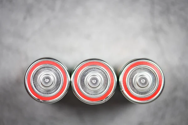 alkaline batteries on top view - close up battery D size , selec