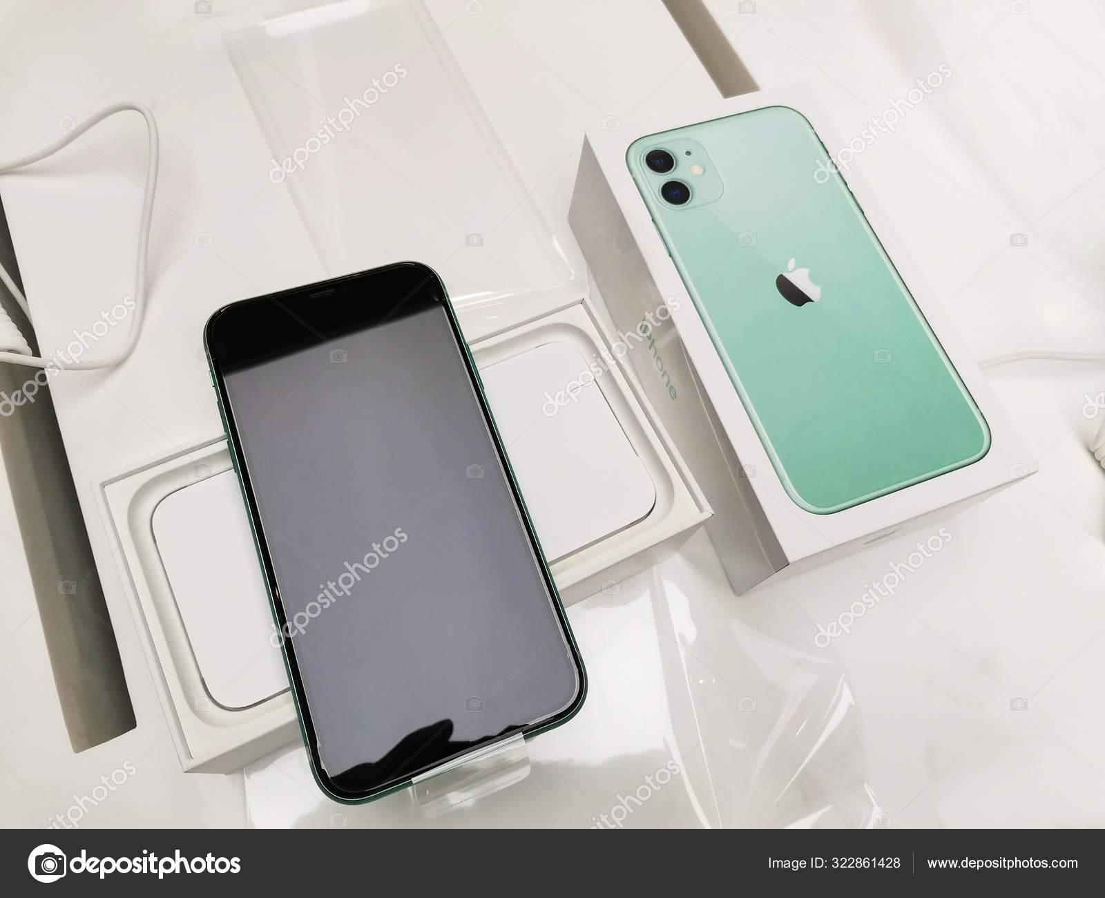 Smartphone New Iphone 11 Green Color And Package Box Modern 19 Stock Photo Image By C Poringdown Gmail Com