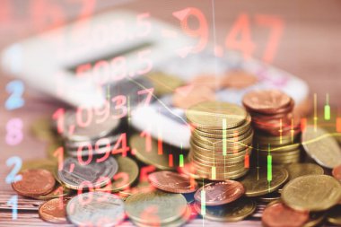 Borsa grafik işletmesindeki madeni paralar alım-satım ve analizler 