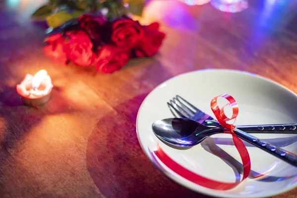 Романтична вечеря Валентина день любові концепція валентин таблиці s — стокове фото