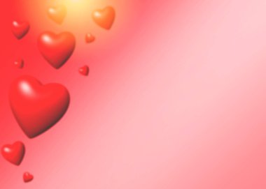 Sevgililer Günü arkaplanı, kırmızıda bulanık kırmızı kalp.